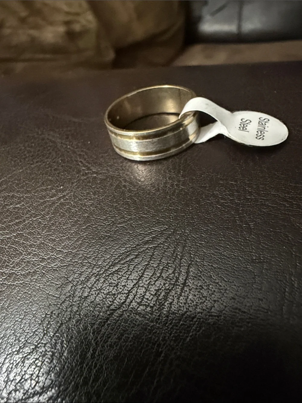 Stainless Steel Gold-Tone Men’s Band Ring
